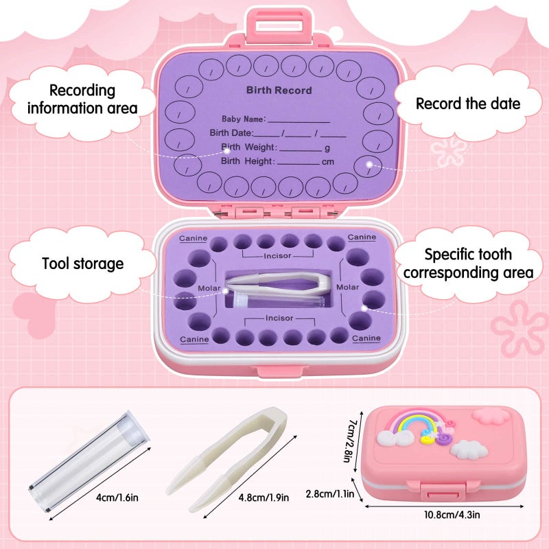 Caffox Tooth Holders for Kids Keepsake, Baby Teeth Keepsake Box, Tooth Saver, Tooth Container for Lost Teeth, Teeth Storage Holder for Tooth Fairy (Pink) - Image 2